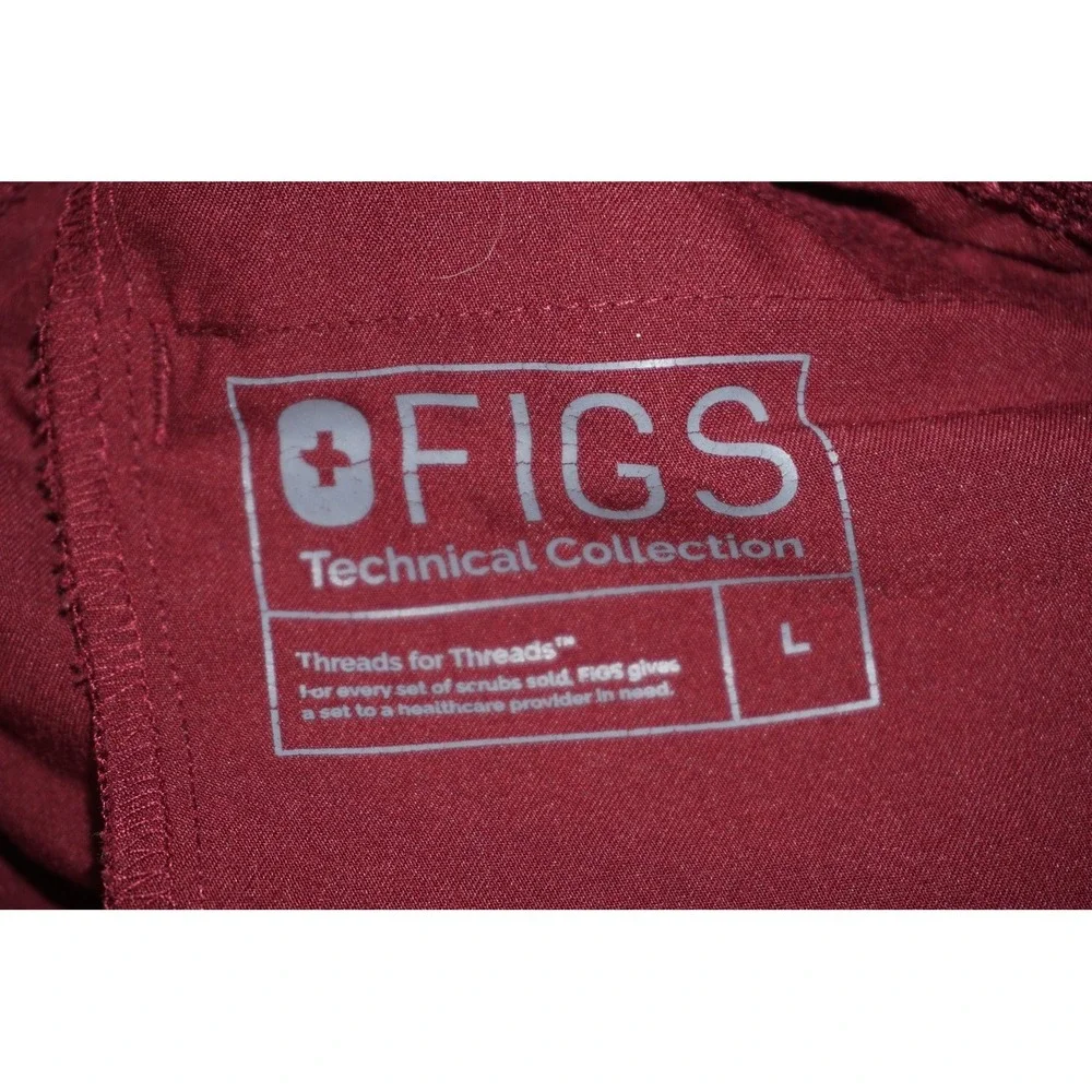 FIGS Technical Collection Pants Red Polyester Rayon Men's L Elastic Waist